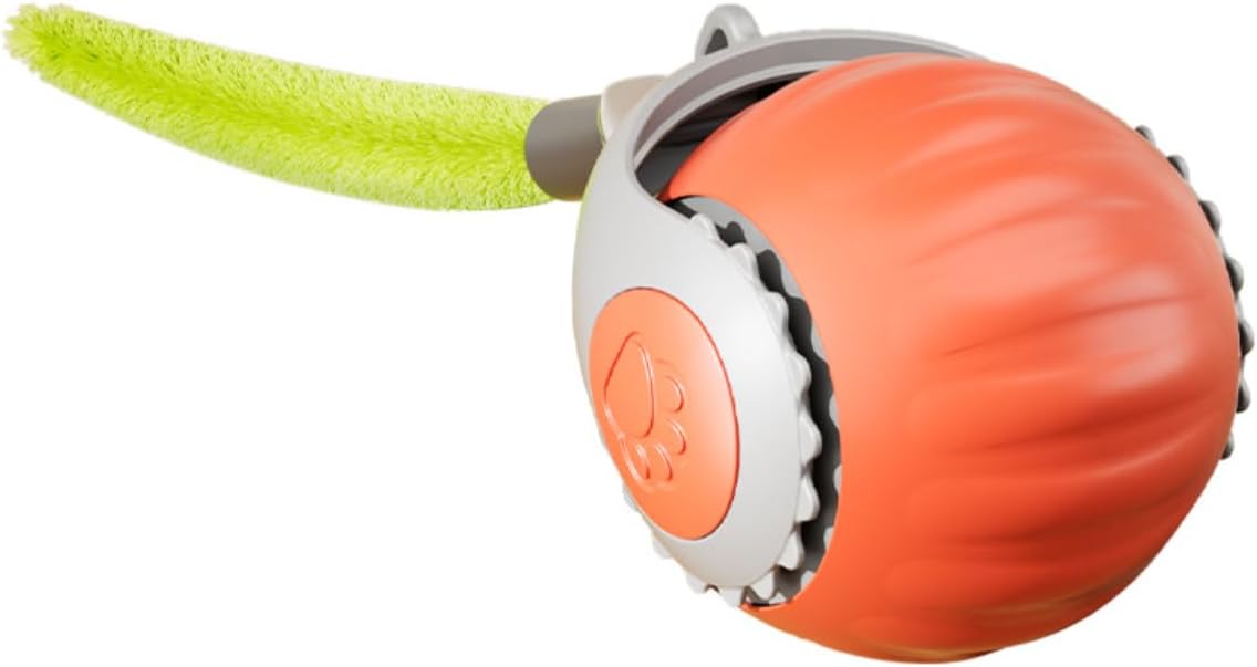 Interactive Cat Toy for Indoor Cats, Two Speed Smart Automatic Cat Toy Moving Ball with Tail, Rechargeable Motion Activated Cat Toys for Bored Indoor Adult Cats (Adapter Not Included)