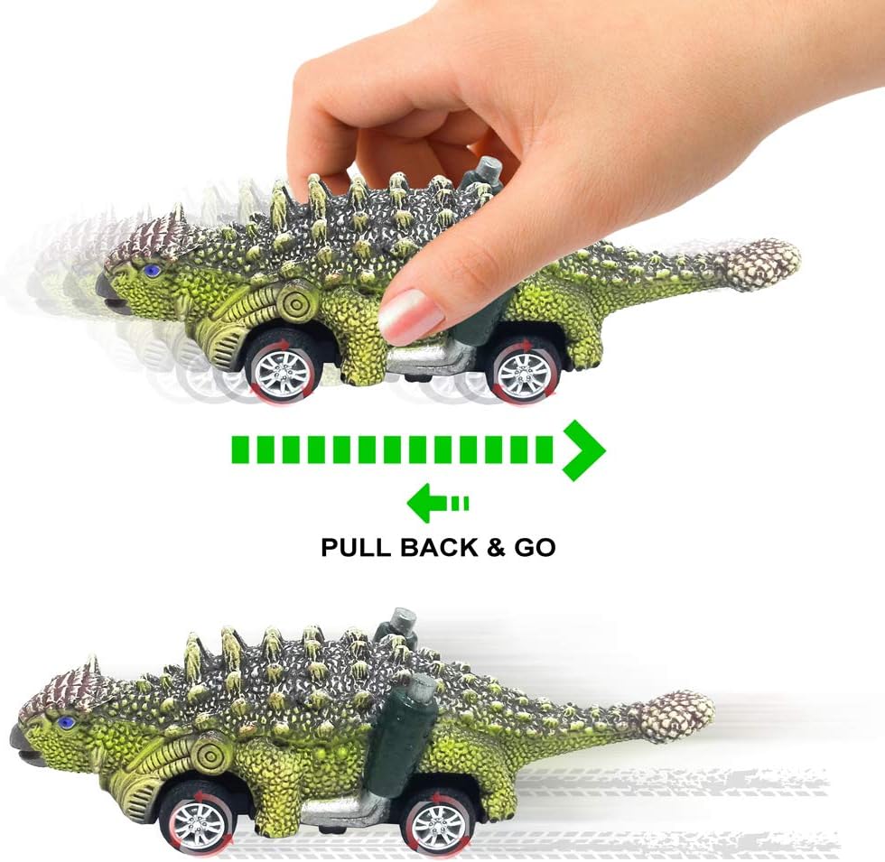 DINOBROS Dinosaur Toy Pull Back Cars,6 Pack Dino Toys for 3 Year Old Boys Girls and Toddlers,Boy Toys Age 3,4,5 and Up,Pull Back Toy Cars,Dinosaur Games with T-Rex