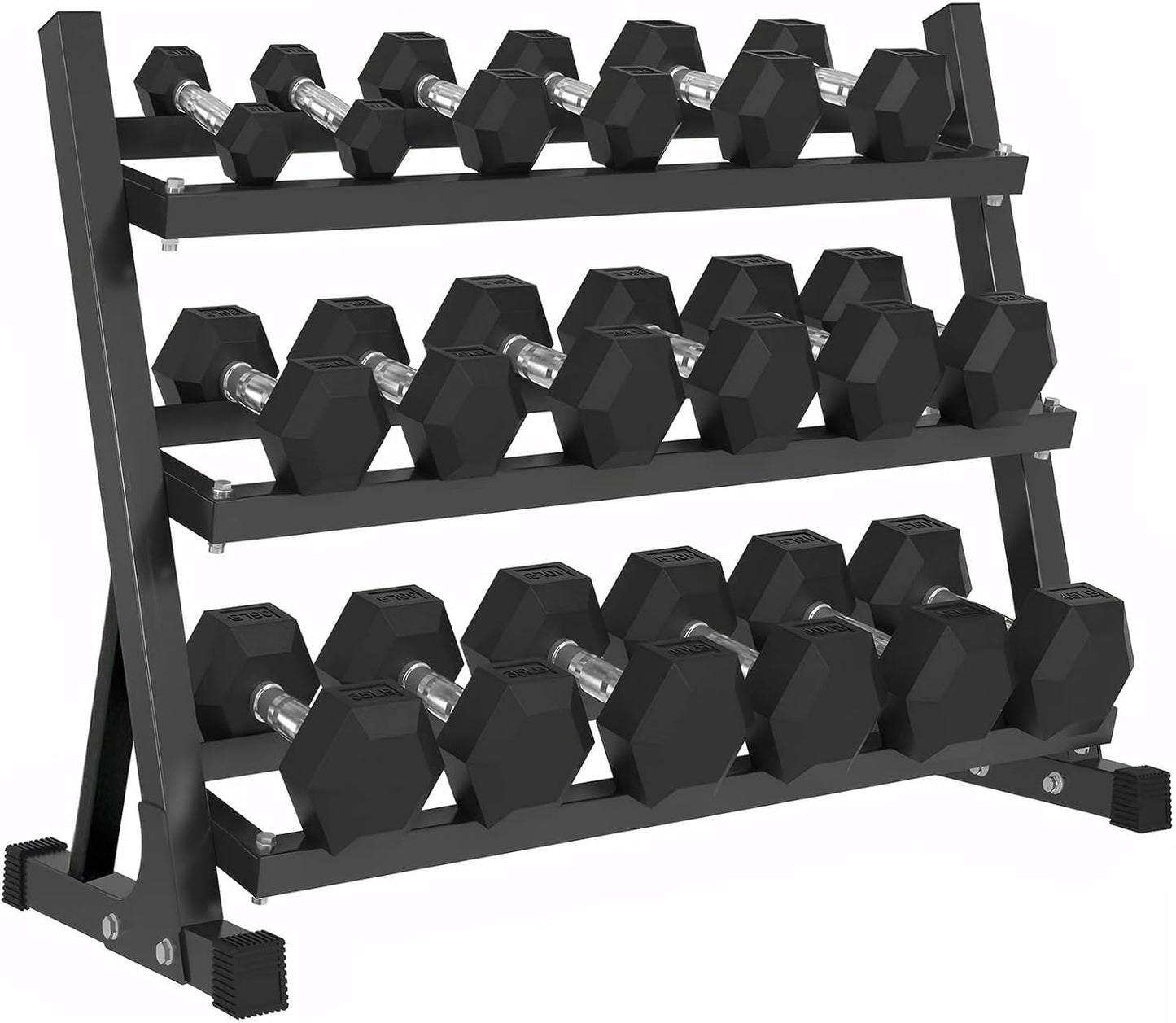 Rubber Hex Dumbbells Set with Rack- Free Weights Dumbbells Set for Home Gym & Fitness - Heavy Duty 100/350/450/550 LB Strength Training Equipment Dumb Bell