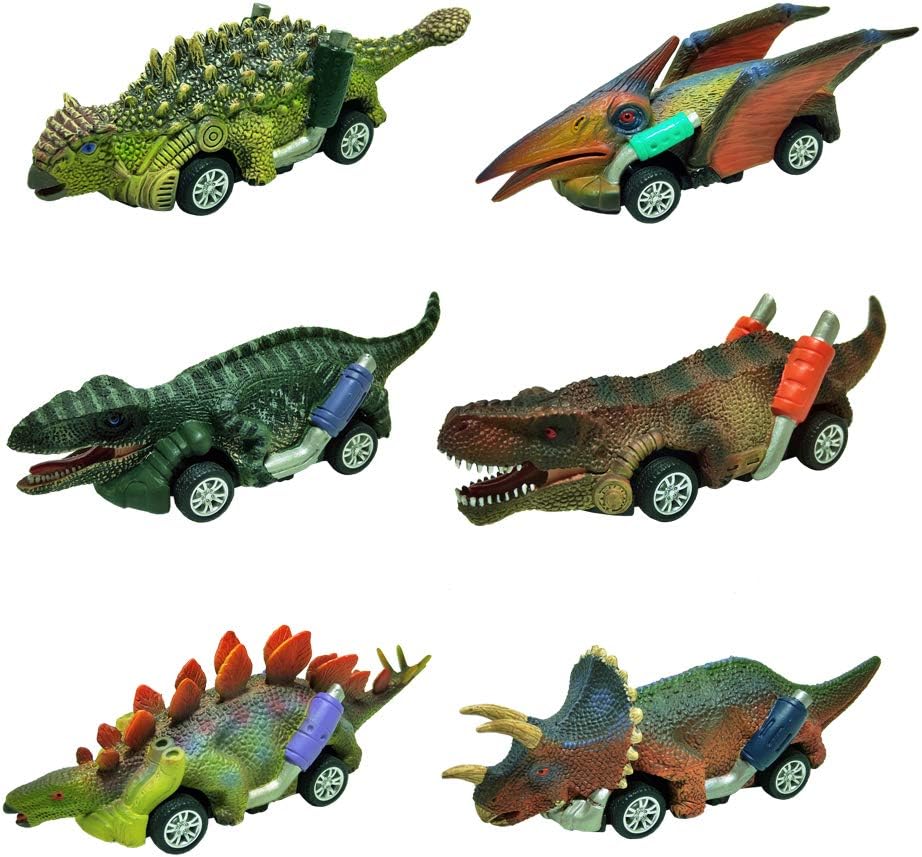 DINOBROS Dinosaur Toy Pull Back Cars,6 Pack Dino Toys for 3 Year Old Boys Girls and Toddlers,Boy Toys Age 3,4,5 and Up,Pull Back Toy Cars,Dinosaur Games with T-Rex