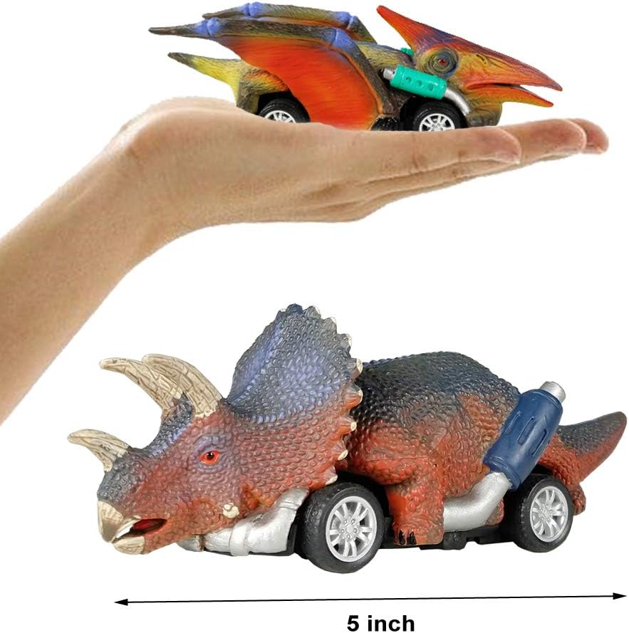 DINOBROS Dinosaur Toy Pull Back Cars,6 Pack Dino Toys for 3 Year Old Boys Girls and Toddlers,Boy Toys Age 3,4,5 and Up,Pull Back Toy Cars,Dinosaur Games with T-Rex