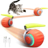 Interactive Cat Toy for Indoor Cats, Two Speed Smart Automatic Cat Toy Moving Ball with Tail, Rechargeable Motion Activated Cat Toys for Bored Indoor Adult Cats (Adapter Not Included)