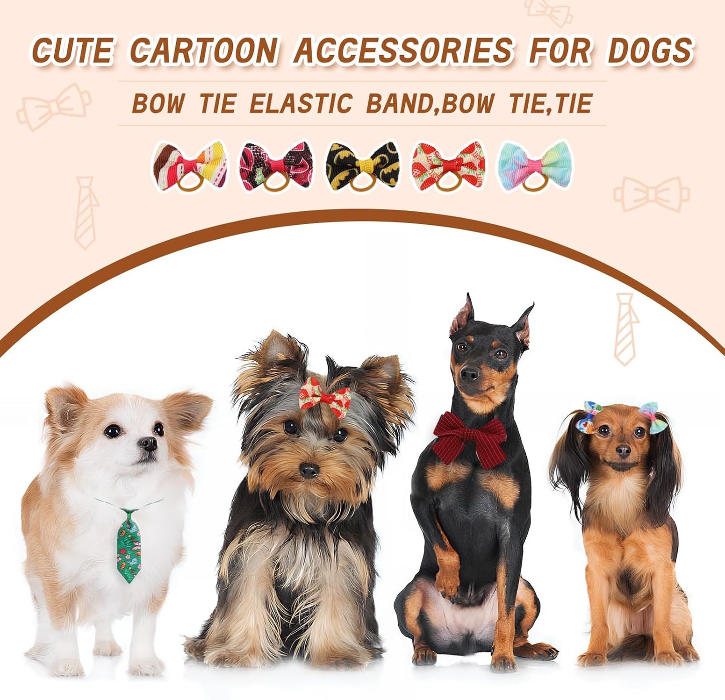 60 Pieces Dog Bow Tie Collars Dog Hair Bows Set Include 40 Small Dogs Hair Bows 10 Puppy Bowties 10 Collars Bow Adjustable Pet Ties Neck Grooming for Small Medium Pets Cats Accessories Supply