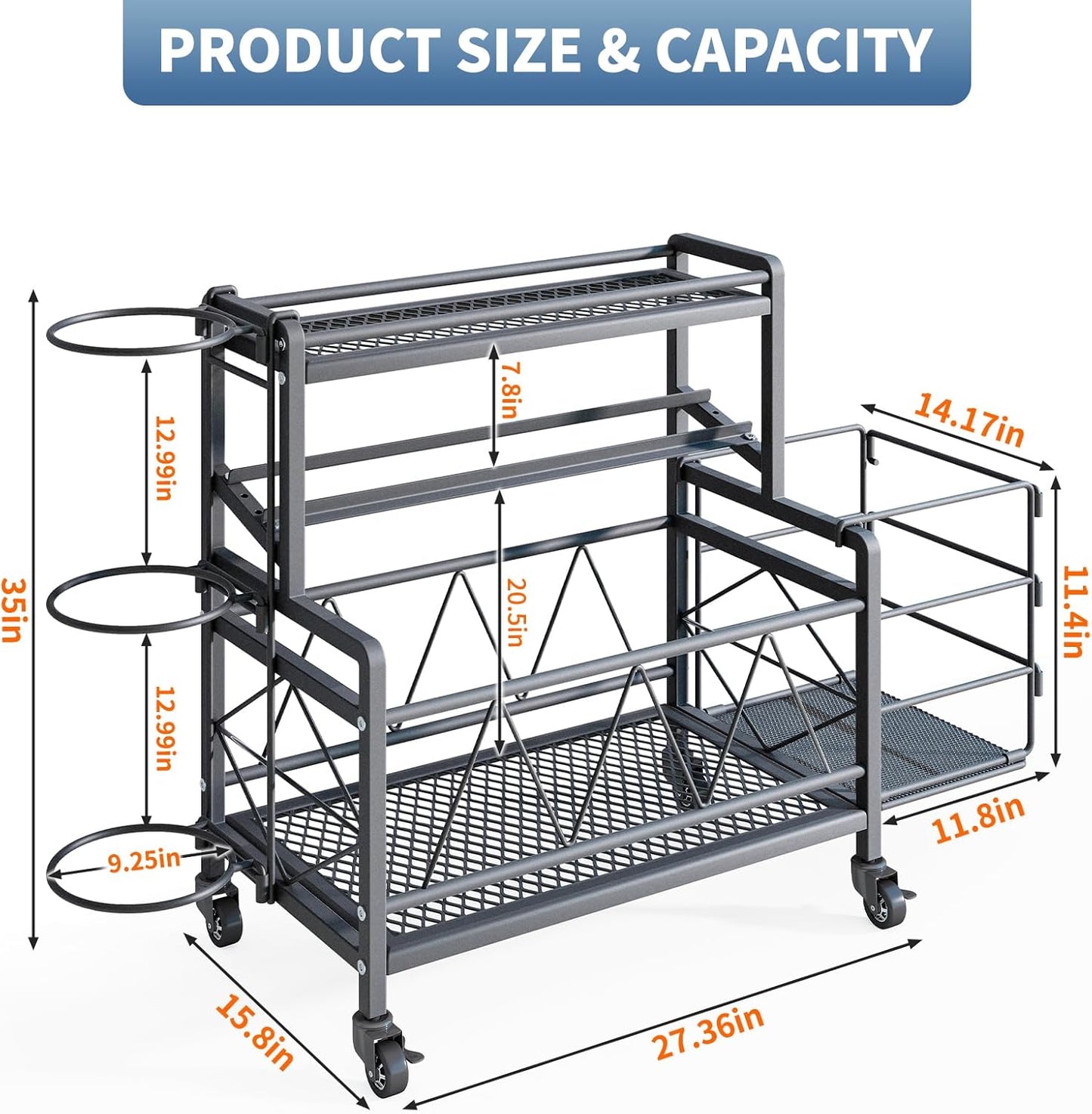 Dumbbell Rack, Weight Rack for Dumbbells, High Volume Home Gym Equipment Storage for Kettlebells, Yoga Mat, Foam Roller, etc, All in One Workout Storage with Wheels and Hooks