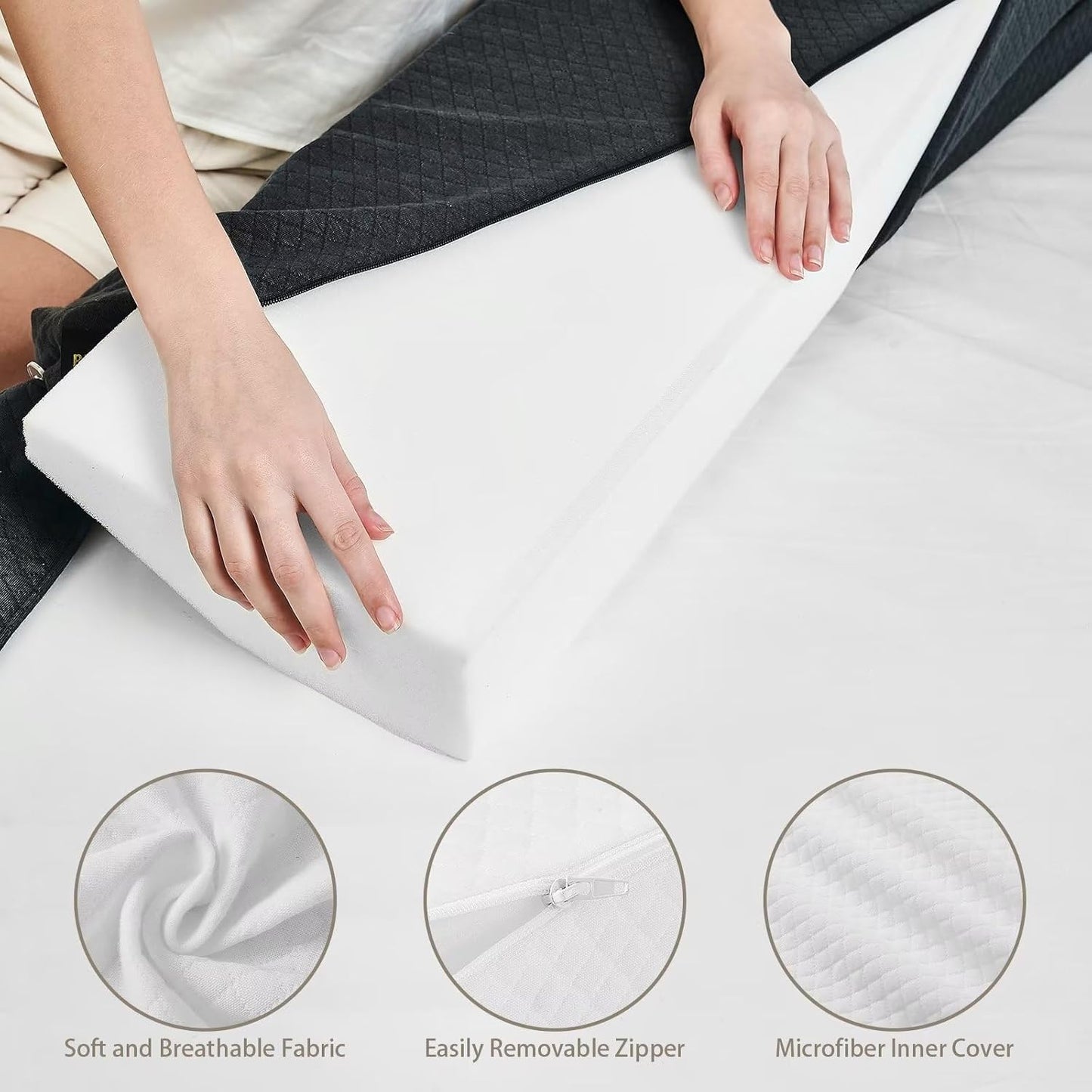 King Size(76"x10"x6") Bed Wedge Pillow for Headboard, Gap, Mattress Wedge, Bed Gap Filler, Bed Headboard Pillow Wedge Between Mattress and Headboard or Wall, Mattress Gap Filler(0-8") (Gray)