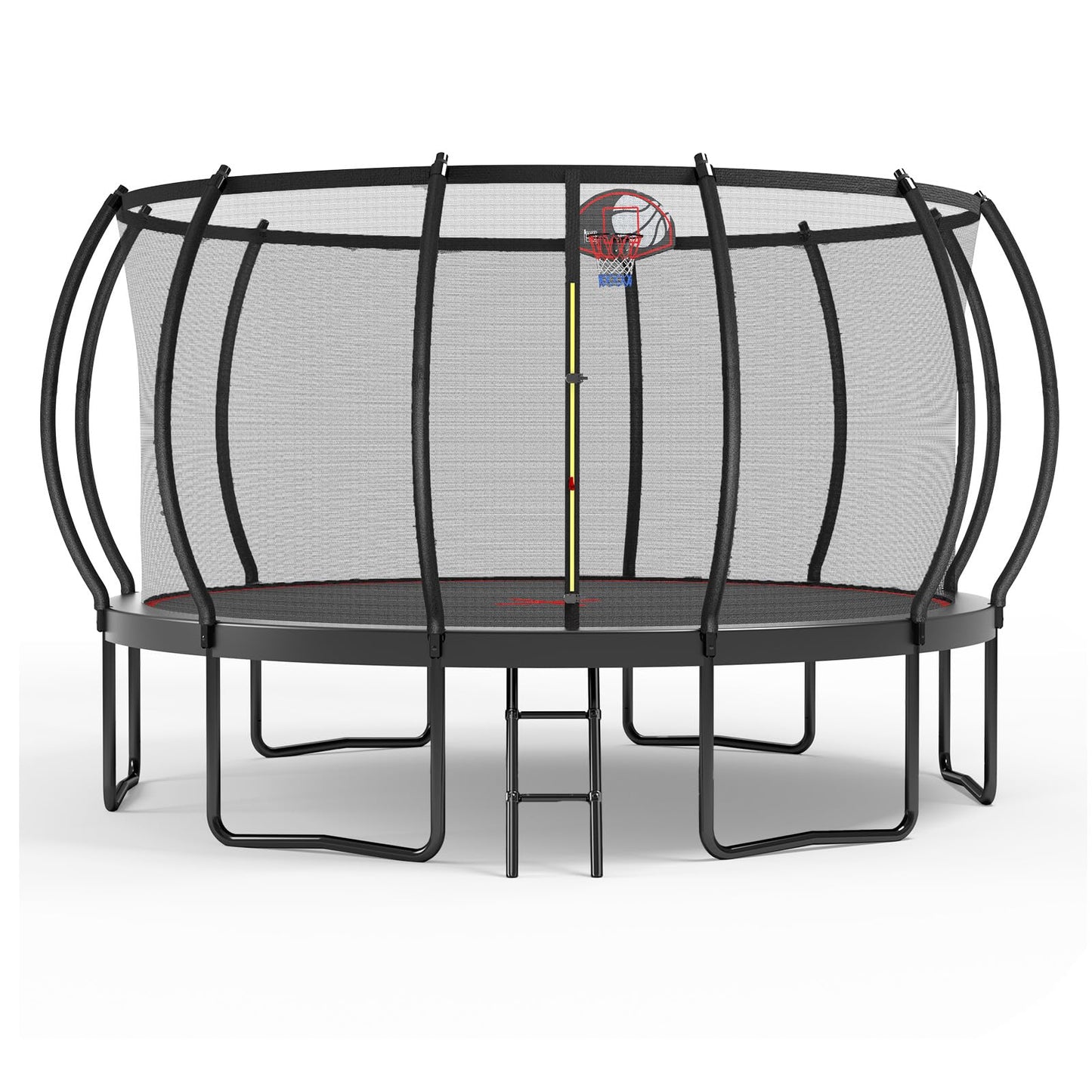 Large Outdoor Trampoline with Basketball Hoop, 10-16FT with Lights for Kids and Adults, Recreational Trampoline with Sprinkler and Stakes