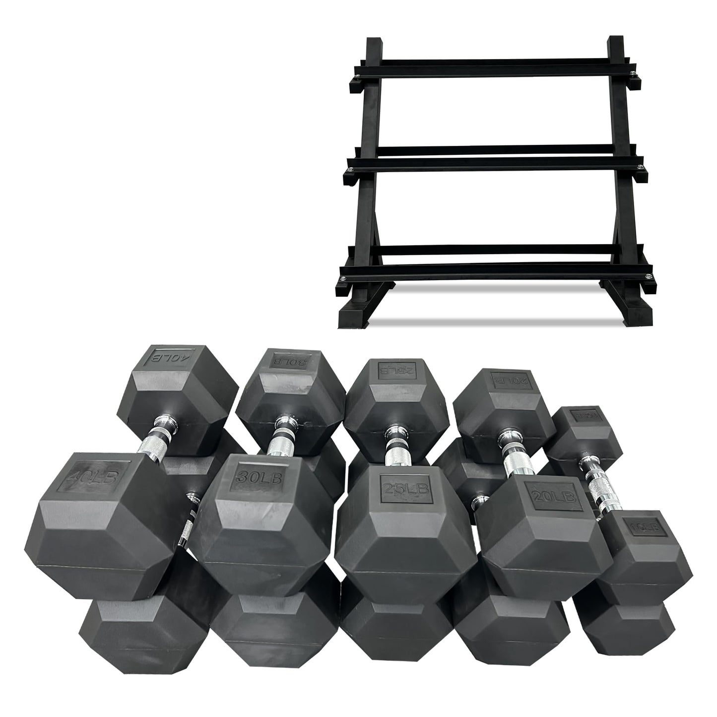 Rubber Hex Dumbbells Set with Rack- Free Weights Dumbbells Set for Home Gym & Fitness - Heavy Duty 100/350/450/550 LB Strength Training Equipment Dumb Bell