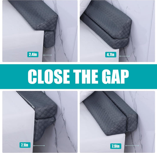 HOMBYS Bed Wedge Pillow for Headboard,Foldable Bed Mattress Gap Filler Queen Size,Pillow Wedge for Headboard Gap, High Density Foam Bed Crack Pillow,Multifunctional Bed Spacer Filler from Wall,Grey