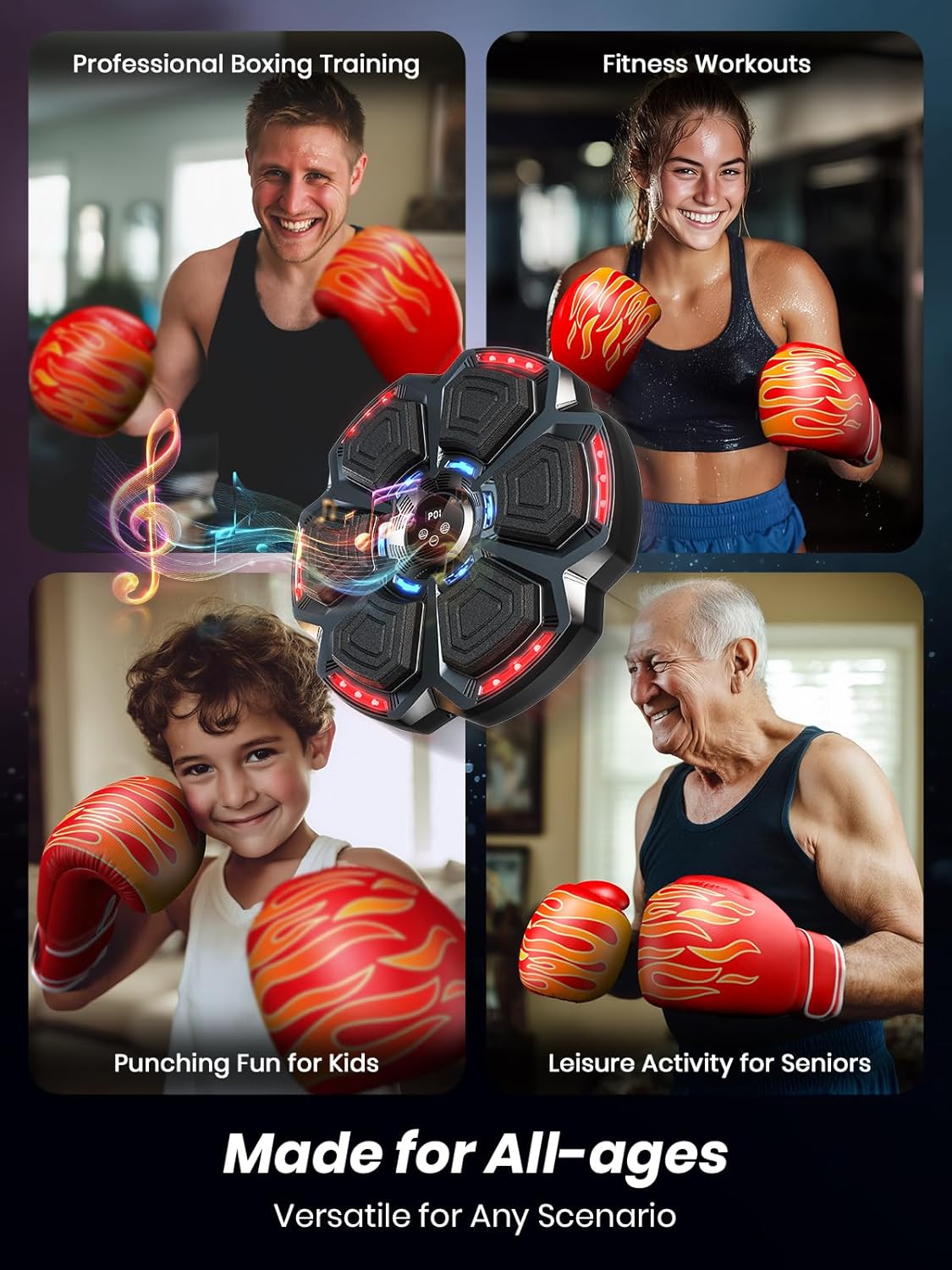 Upgraded Music Boxing Machine for Adults and Kids, Smart Bluetooth Boxing Trainer with Gloves, Wall Mounted Electronic Music Punching Machine with 9 Modes & 9 Speeds, for Home, Office, and Gym Workout