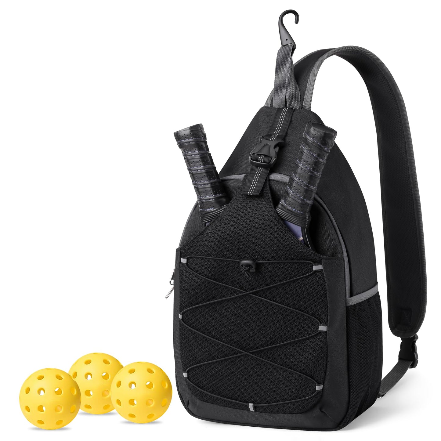 Pickleball Bag Pickleball Paddle Bag Small Pickleball Bag for Women Men, Adjustable Pickleball Sling Bag with Fence Hook Water Bottle Holder for Pickleball Paddle Racket
