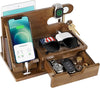 Fathers Day Dad Gifts from Daughter Son Wife, Wood Phone Docking Station with Drawer, Birthday Anniversary Men Him Husband Boyfriend Gifts from Girlfriend, Mens Nightstand Organizer Presents Ideas