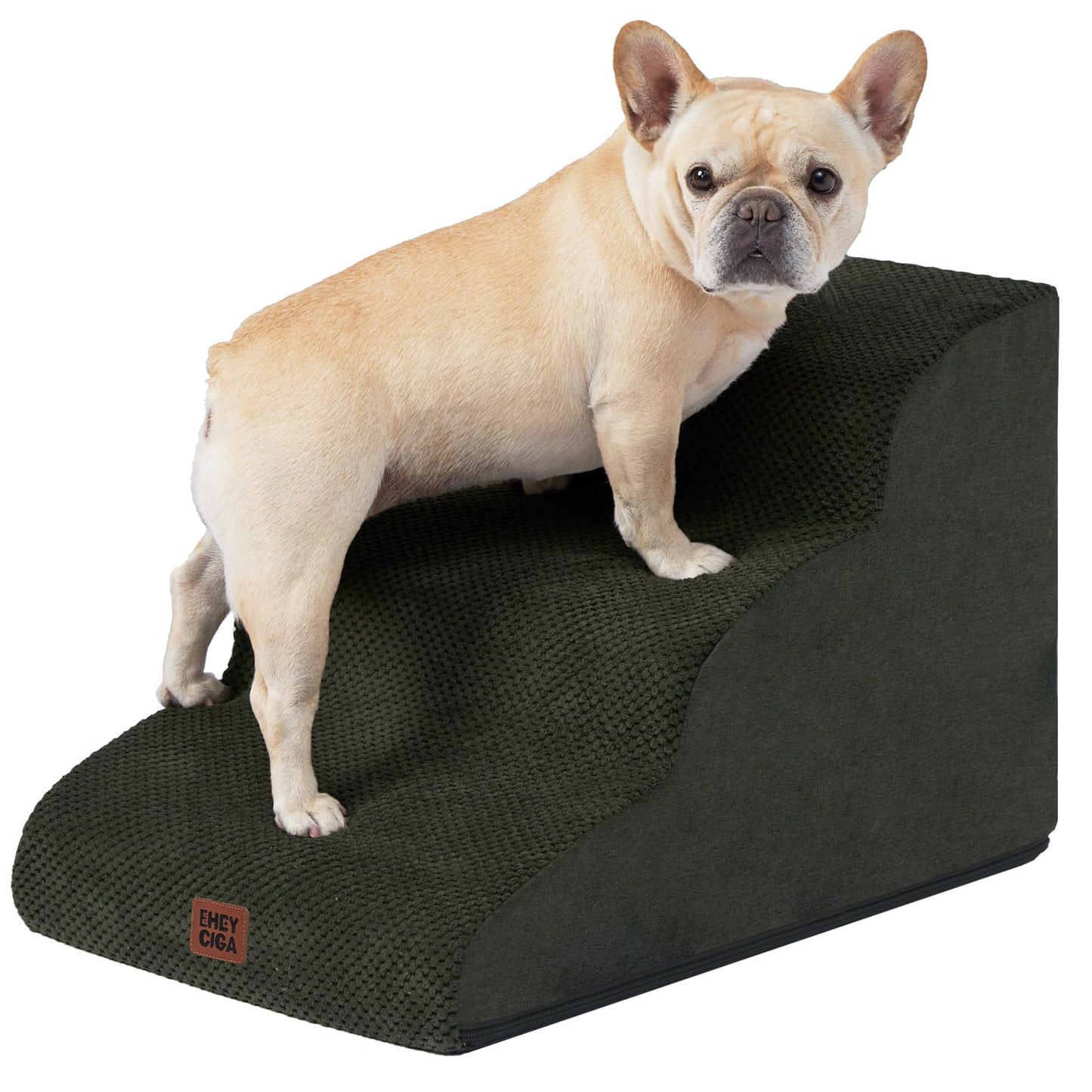 EHEYCIGA Curved Dog Stairs Ramp for High Beds 19.7" H, 4-Step Dog Steps for Small Dogs and Cats, Pet Stairs for High Bed Climbing, Non-Slip Balanced Pet Step Indoor, Grey