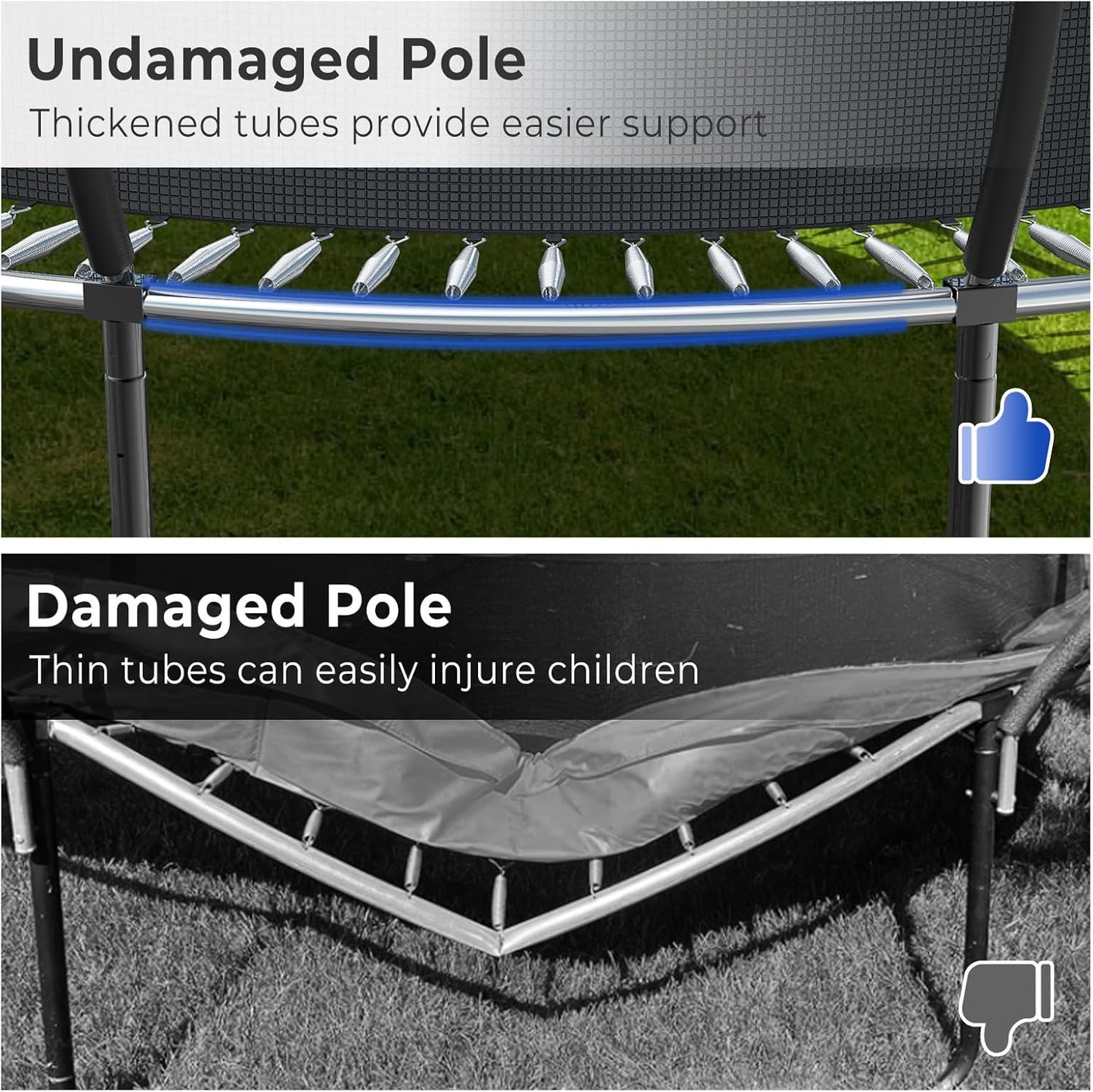 Large Outdoor Trampoline with Basketball Hoop, 10-16FT with Lights for Kids and Adults, Recreational Trampoline with Sprinkler and Stakes
