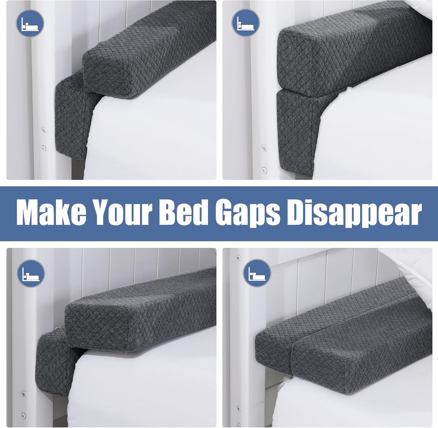BALAPET Flodable Pillow for Headboard Gap,Bed Gap Filler Queen Size,Adjustable Bed Wedge Pillow for Headboard,Rectangular Bed Gap Filler,Foam Mattress Gap Filler(Gray,King)
