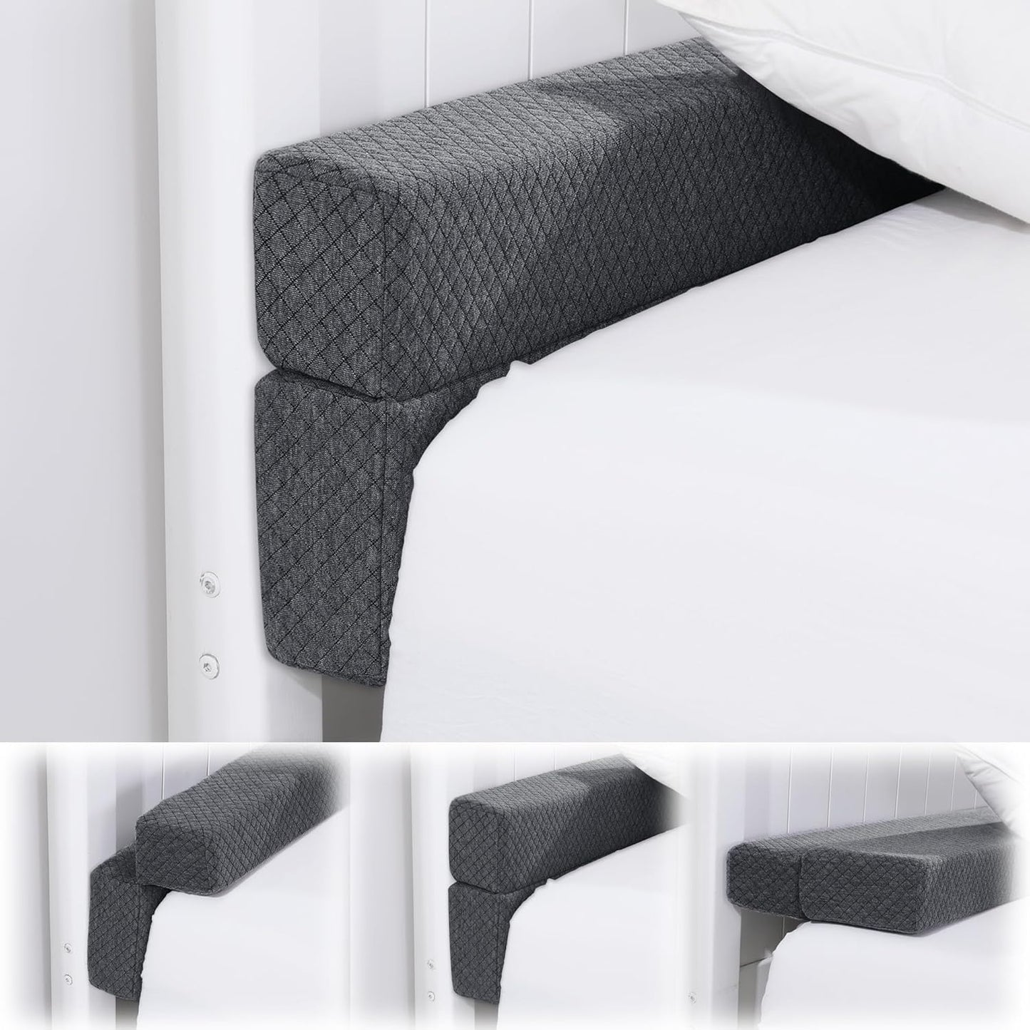 BALAPET Flodable Pillow for Headboard Gap,Bed Gap Filler Queen Size,Adjustable Bed Wedge Pillow for Headboard,Rectangular Bed Gap Filler,Foam Mattress Gap Filler(Gray,King)