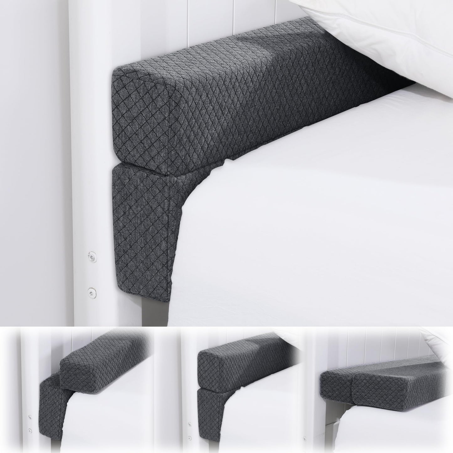 BALAPET Flodable Pillow for Headboard Gap,Bed Gap Filler Queen Size,Adjustable Bed Wedge Pillow for Headboard,Rectangular Bed Gap Filler,Foam Mattress Gap Filler(Gray,King)