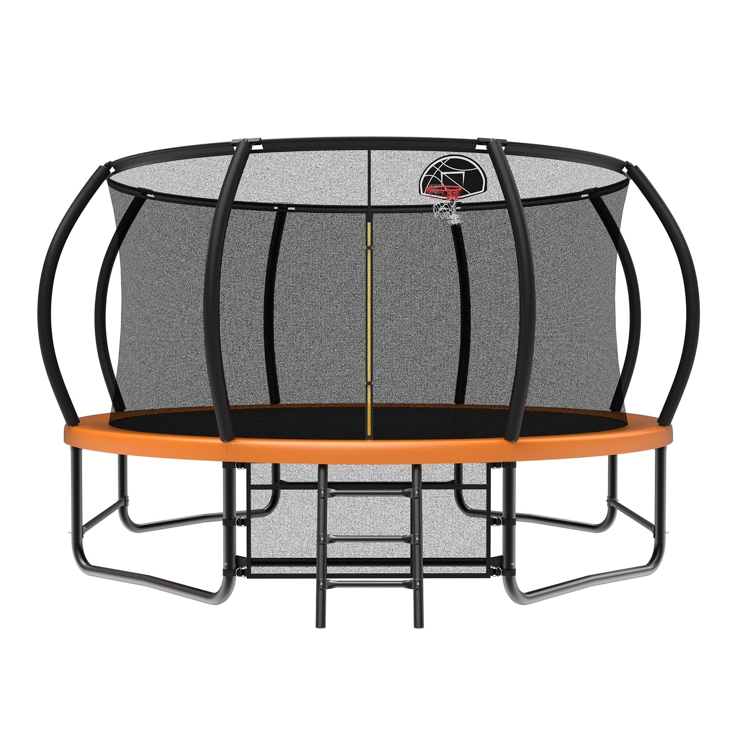 Large Outdoor Trampoline with Basketball Hoop, 10-16FT with Lights for Kids and Adults, Recreational Trampoline with Sprinkler and Stakes