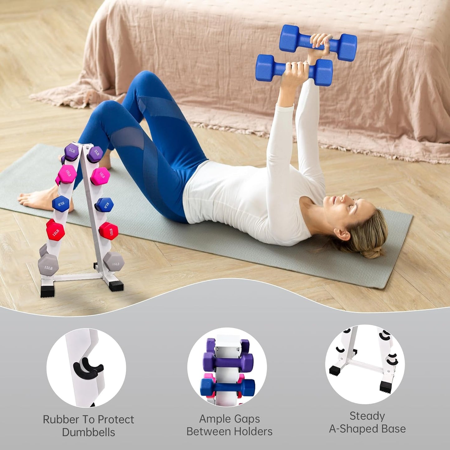 Rubber Hex Dumbbells Set with Rack- Free Weights Dumbbells Set for Home Gym & Fitness - Heavy Duty 100/350/450/550 LB Strength Training Equipment Dumb Bell