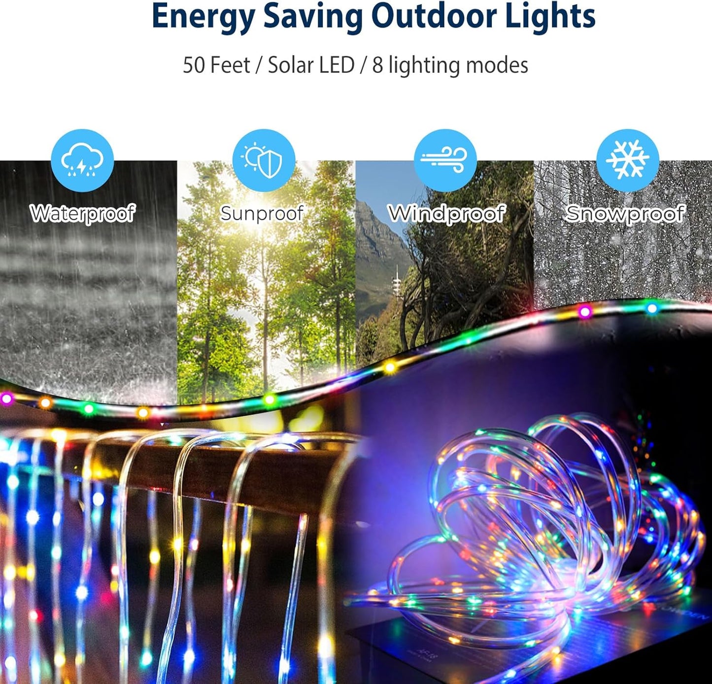 Tatub Trampoline Accessories Kit, Fits 8-16FT Trampoline Sprinkler/50FT Lights/Stakes, Heavy Duty Anchor Kit, Net Friendly Sprinkler, Outdoor Waterproof Lights, 3 in 1