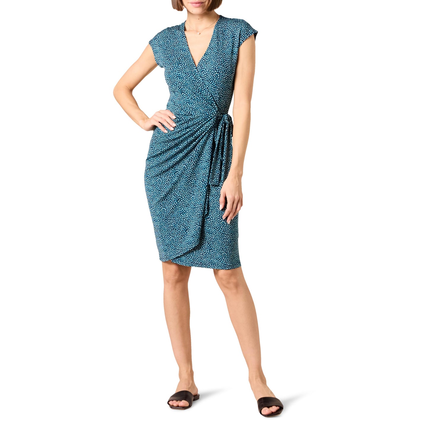 Amazon Essentials Women's Classic Cap Sleeve Wrap Dress (Available in Plus Size)