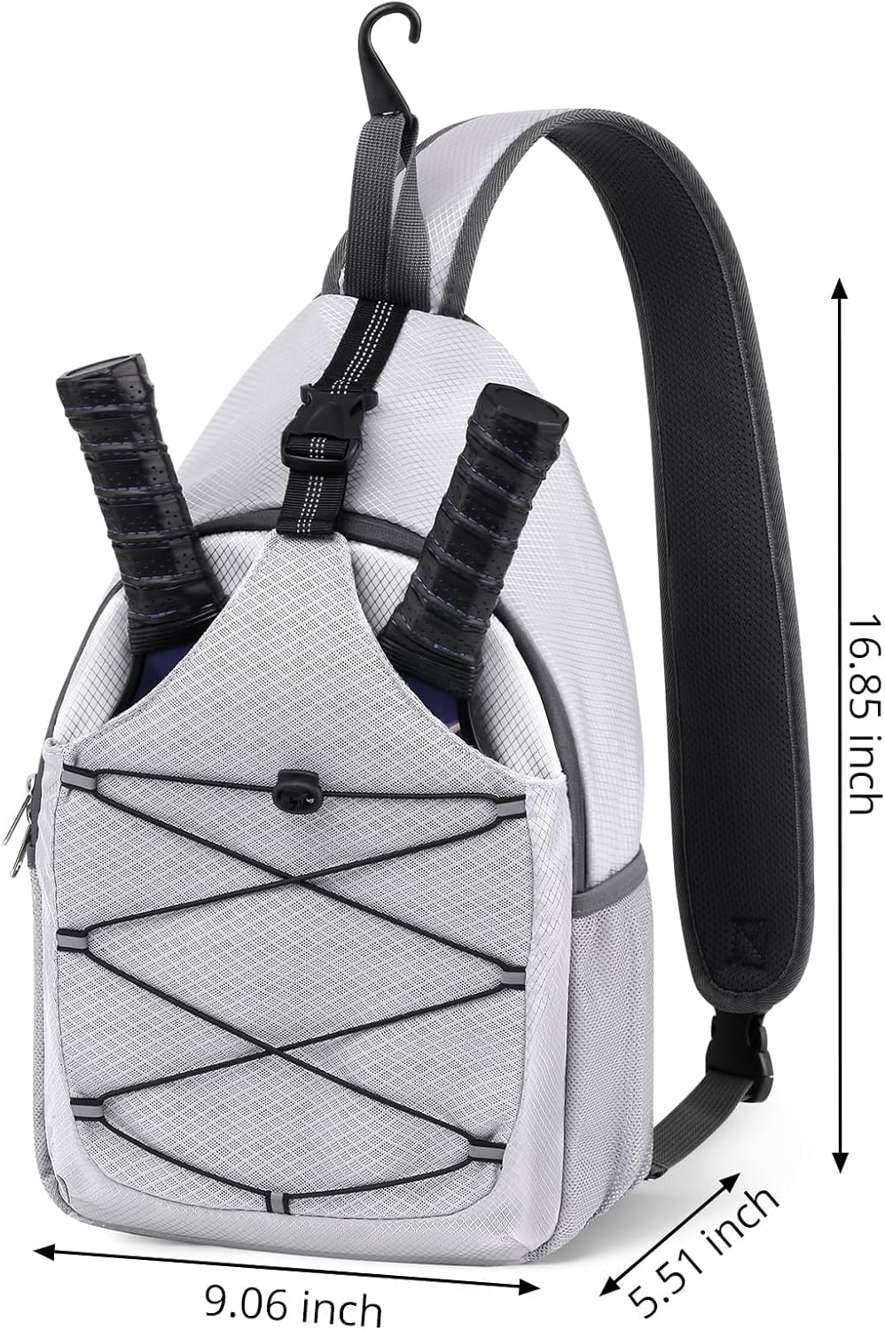 Pickleball Bag Pickleball Paddle Bag Small Pickleball Bag for Women Men, Adjustable Pickleball Sling Bag with Fence Hook Water Bottle Holder for Pickleball Paddle Racket