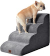 EHEYCIGA Curved Dog Stairs Ramp for High Beds 19.7" H, 4-Step Dog Steps for Small Dogs and Cats, Pet Stairs for High Bed Climbing, Non-Slip Balanced Pet Step Indoor, Grey