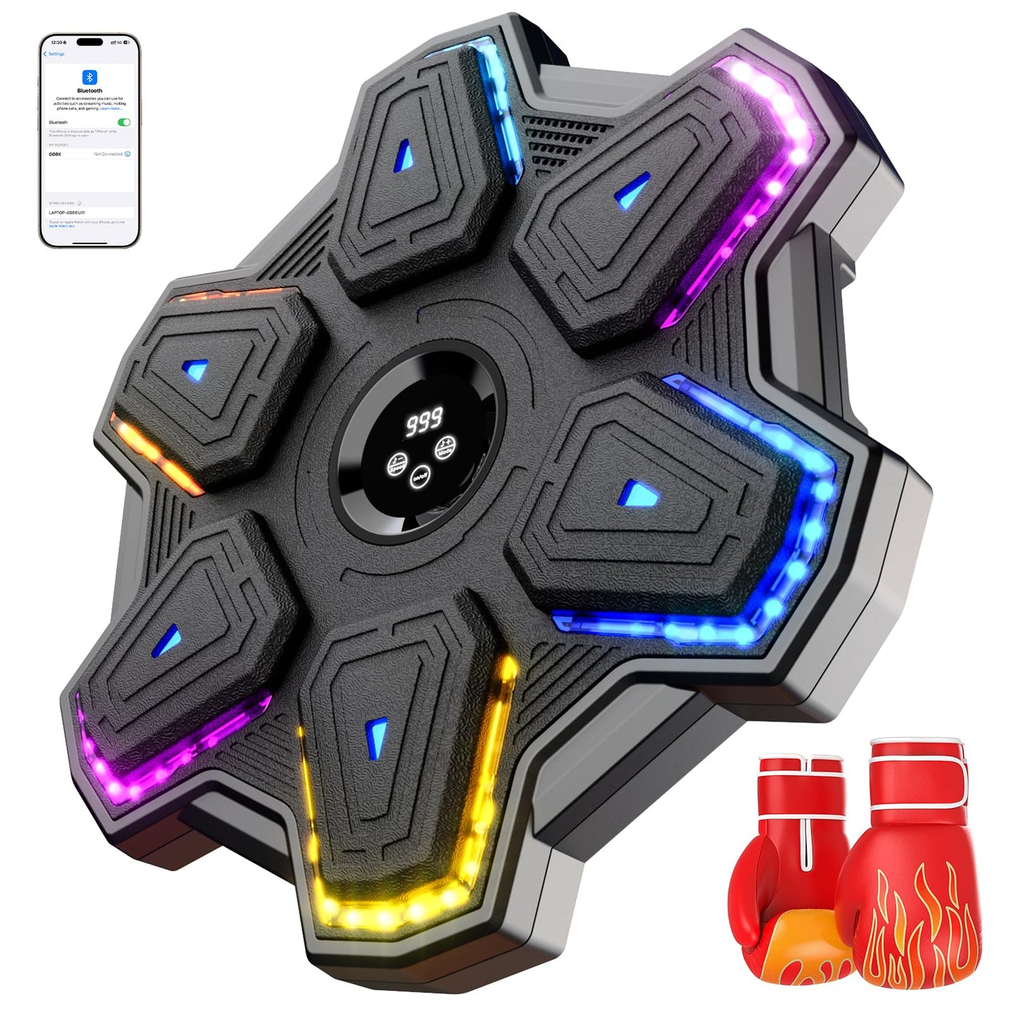 Upgraded Music Boxing Machine for Adults and Kids, Smart Bluetooth Boxing Trainer with Gloves, Wall Mounted Electronic Music Punching Machine with 9 Modes & 9 Speeds, for Home, Office, and Gym Workout