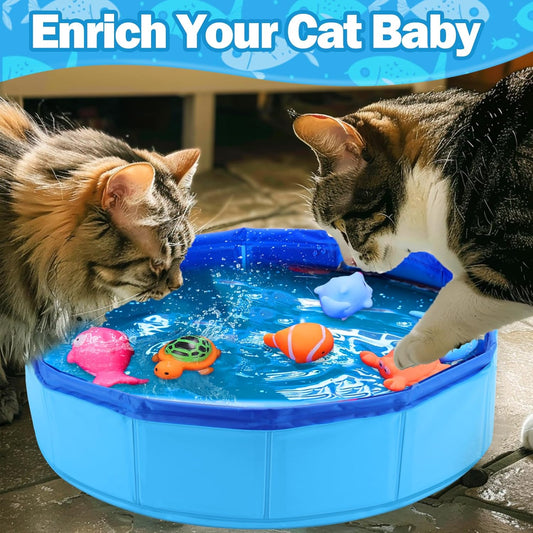 BABORUI Cat Pool Toy with Fish-Water Cat Toys, Portable Cat Pool Toy, Cat Water Toys for Bored Indoor Cats, Interactive Cat Toys for Indoor Cats for Endless Self Play