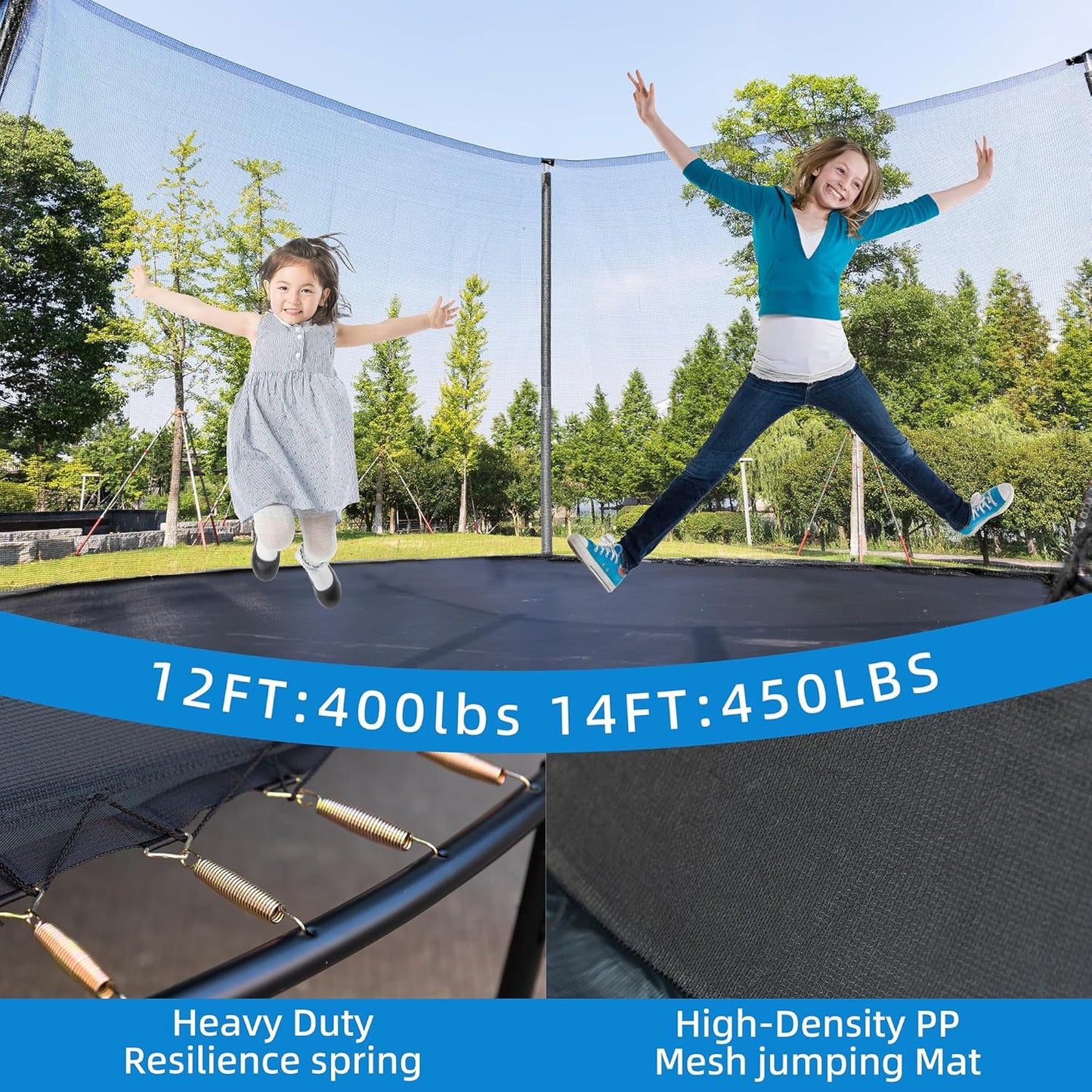 Trampoline 12FT 14FT Trampoline Enclosure Net Outdoor Jump Trampoline for Kids and Adults Round Trampoline ASTM Approved