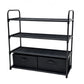 4 Shelf Closet Storage Organizer for Clothes with 2 Fabric Bins, Black, Metal Frame
