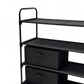 4 Shelf Closet Storage Organizer for Clothes with 2 Fabric Bins, Black, Metal Frame