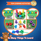 Jumbo Stacking Shapes Pegboard Set for Kids with 18 Pegs, 2 Wooden Dice, Lacing String & Storage Box (Standard Rainbow Colors)