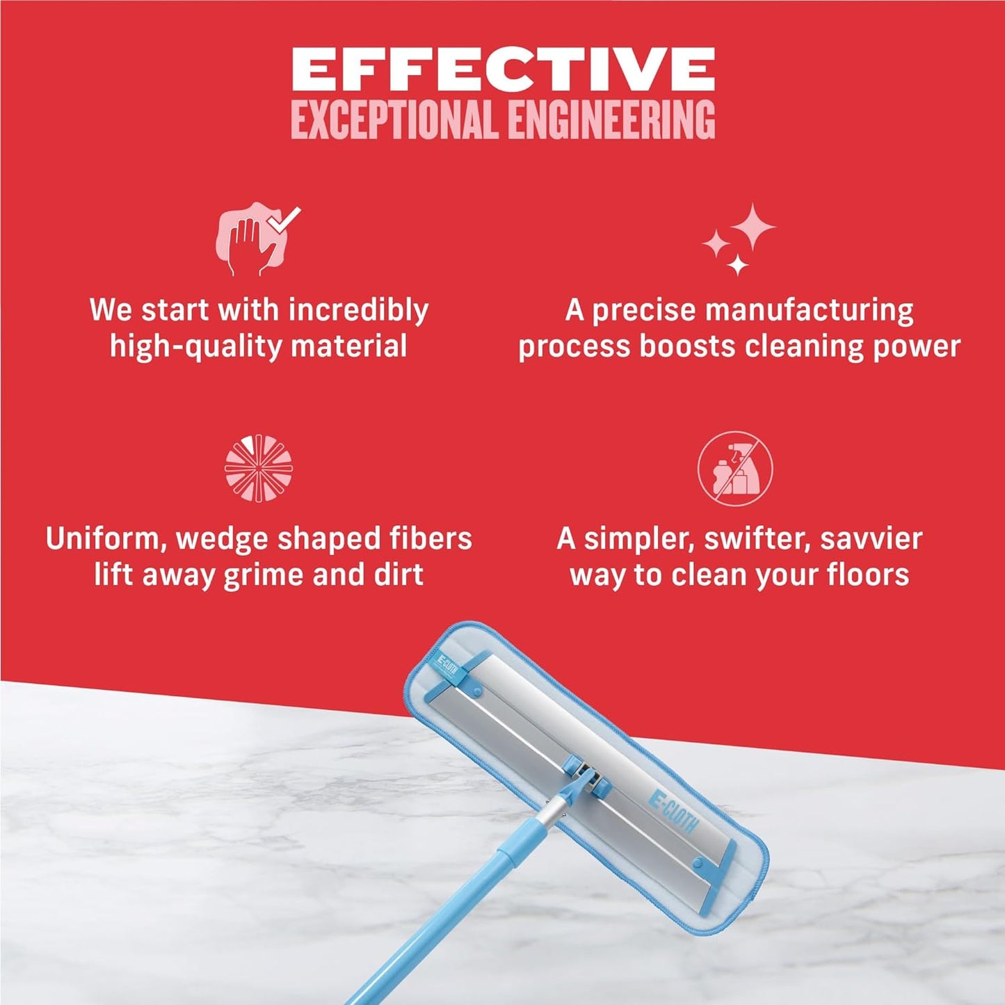 Deep Clean Mop, Microfiber Mop, Perfect Floor Cleaner for Hardwood, Laminate, Tile and Stone Flooring, Washable and Reusable, 100 Wash Promise,Blue / Silver