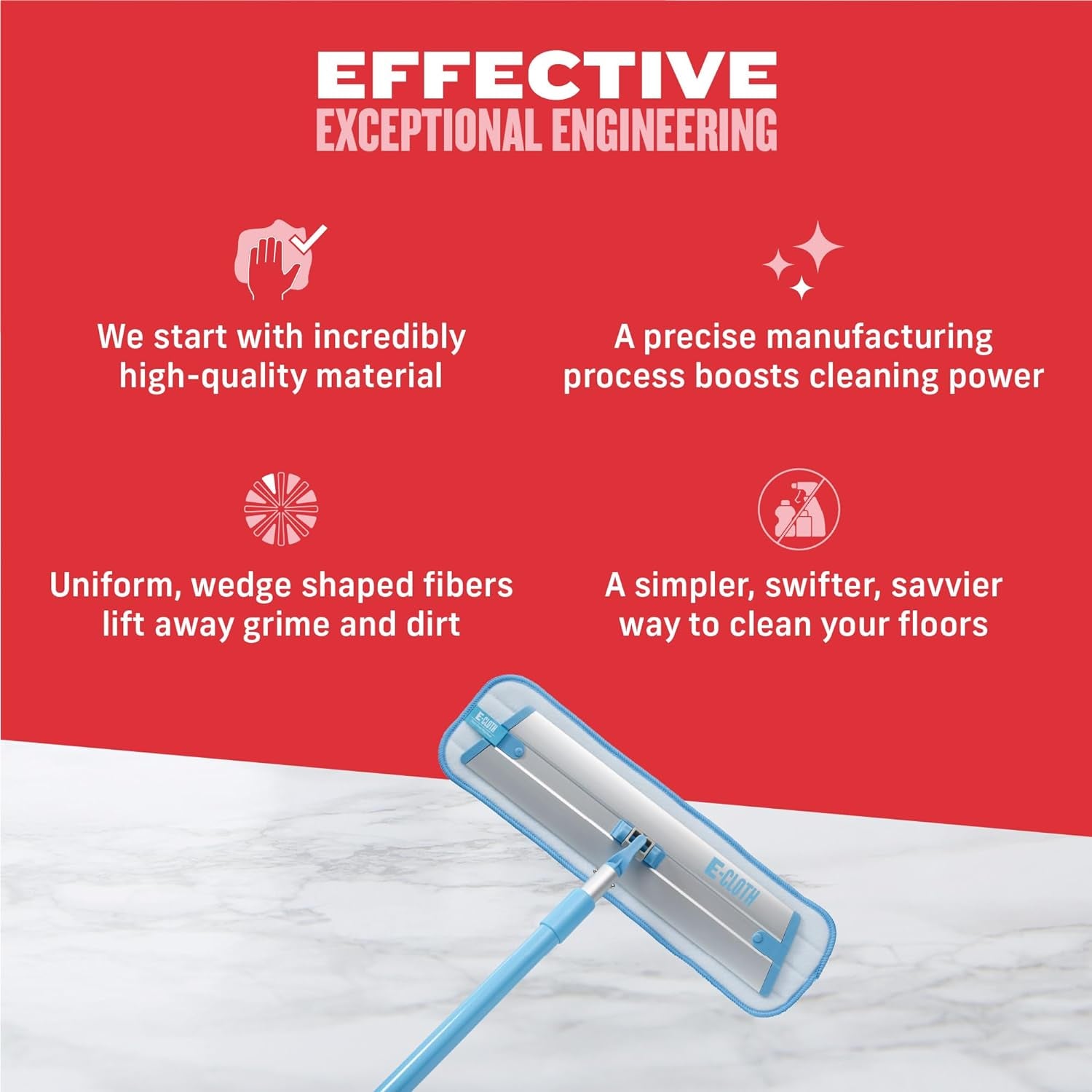 Deep Clean Mop, Microfiber Mop, Perfect Floor Cleaner for Hardwood, Laminate, Tile and Stone Flooring, Washable and Reusable, 100 Wash Promise,Blue / Silver