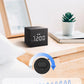 Digital Alarm Clock, with Wooden Electronic LED Time Display, 3 Alarm, 2.5-Inch Cubic Small Mini Wood Made Electric Clocks for Bedroom, Bedside, Desk, Black