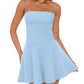 OFEEFAN Womens Tube Dresses Strapless Homecoming Graduation Formal Party Club Mini Dress Date Outfits