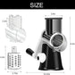 Rotary Cheese Grater Hand Crank Cheese Shredder for Fresh Cheese, Vegetable, Nuts,Non-Slip Suction Base, Three Blades, Black