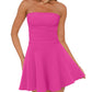 OFEEFAN Womens Tube Dresses Strapless Homecoming Graduation Formal Party Club Mini Dress Date Outfits