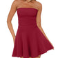 OFEEFAN Womens Tube Dresses Strapless Homecoming Graduation Formal Party Club Mini Dress Date Outfits