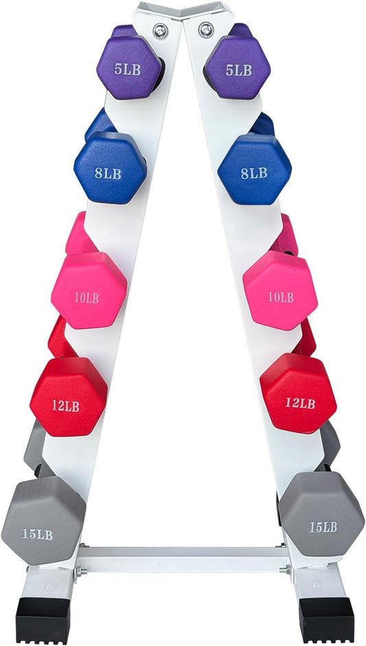 Rubber Hex Dumbbells Set with Rack- Free Weights Dumbbells Set for Home Gym & Fitness - Heavy Duty 100/350/450/550 LB Strength Training Equipment Dumb Bell