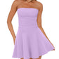 OFEEFAN Womens Tube Dresses Strapless Homecoming Graduation Formal Party Club Mini Dress Date Outfits