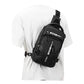 SEAFEW Small Black Sling Crossbody Backpack Shoulder Bag for Men Women, Lightweight One Strap Back Pack Sling Bag Backpack for Hiking Walking Biking Travel Cycling USB Charger Port-Nylon