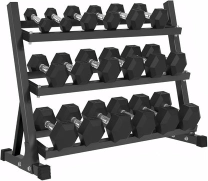 Rubber Hex Dumbbells Set with Rack- Free Weights Dumbbells Set for Home Gym & Fitness - Heavy Duty 100/350/450/550 LB Strength Training Equipment Dumb Bell