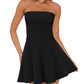 OFEEFAN Womens Tube Dresses Strapless Homecoming Graduation Formal Party Club Mini Dress Date Outfits