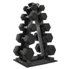 Rubber Coated Hex Dumbbell Weight Set and Storage Rack, 100LB Set or 150LB Set, 5-20 lbs Pairs or 5-25 lbs Pairs