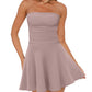 OFEEFAN Womens Tube Dresses Strapless Homecoming Graduation Formal Party Club Mini Dress Date Outfits