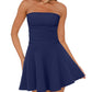 OFEEFAN Womens Tube Dresses Strapless Homecoming Graduation Formal Party Club Mini Dress Date Outfits