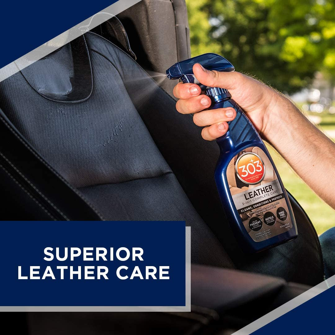 Leather 3-In-1 Complete Care - Cleans, Conditions, & Protects - Helps Prevent Fading & Cracking - Rinse Free Formula - Repels Dust, Lint, & Staining, 16 Fl. Oz. (30218CSR) Packaging May Vary