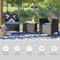 3 Piece Patio Furniture Set, Outdoor PE Rattan Wicker Chairs with Soft Cushion and Coffee Table, Conversation Set for Yard Backyard Lawn Porch Poolside Balcony, Black/Blue