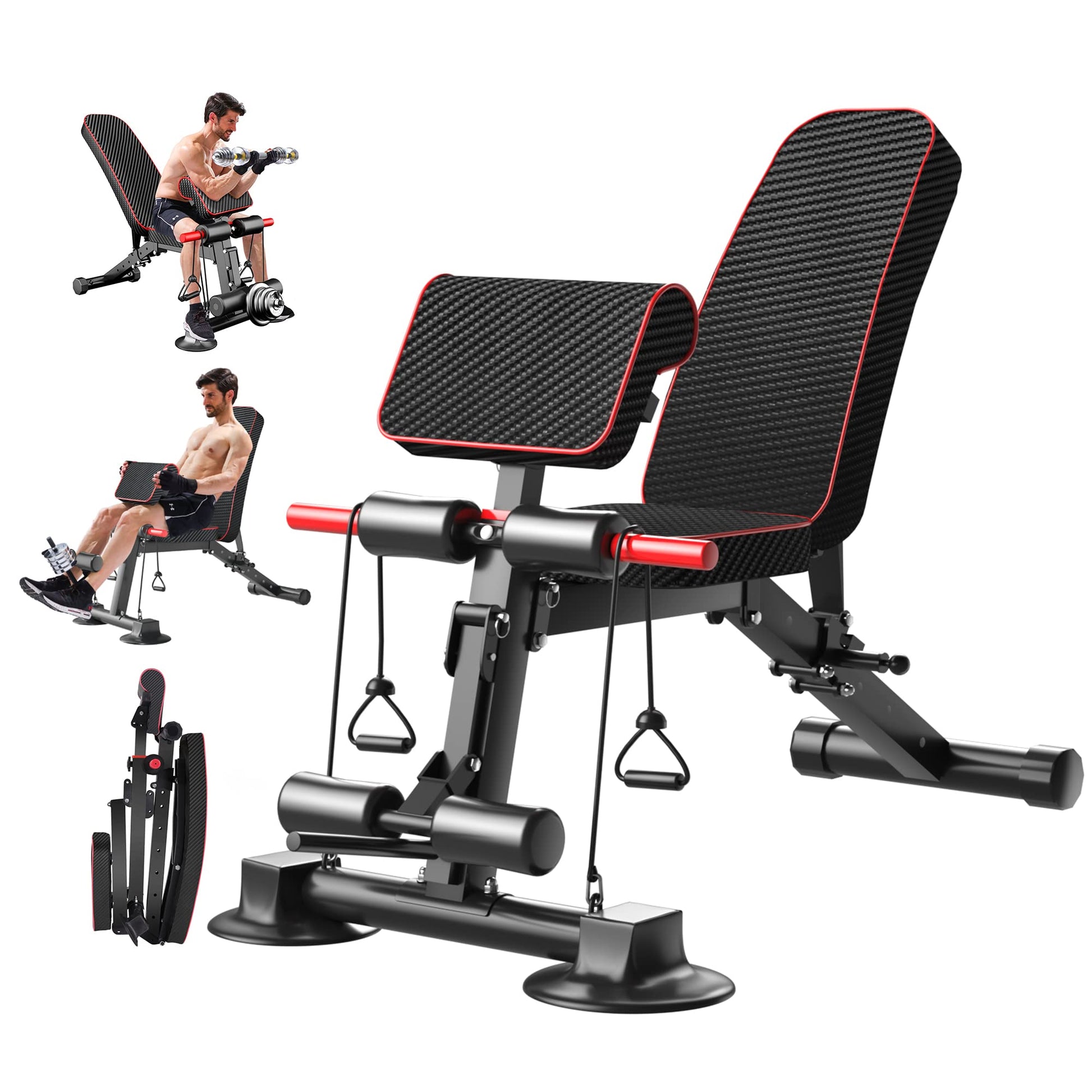 Adjustable Weight Bench, Multi-function Preacher Curl Bench for Home Gym, Foldable Leg Extension and Leg Curl Machine, weight capacity 660LBS.